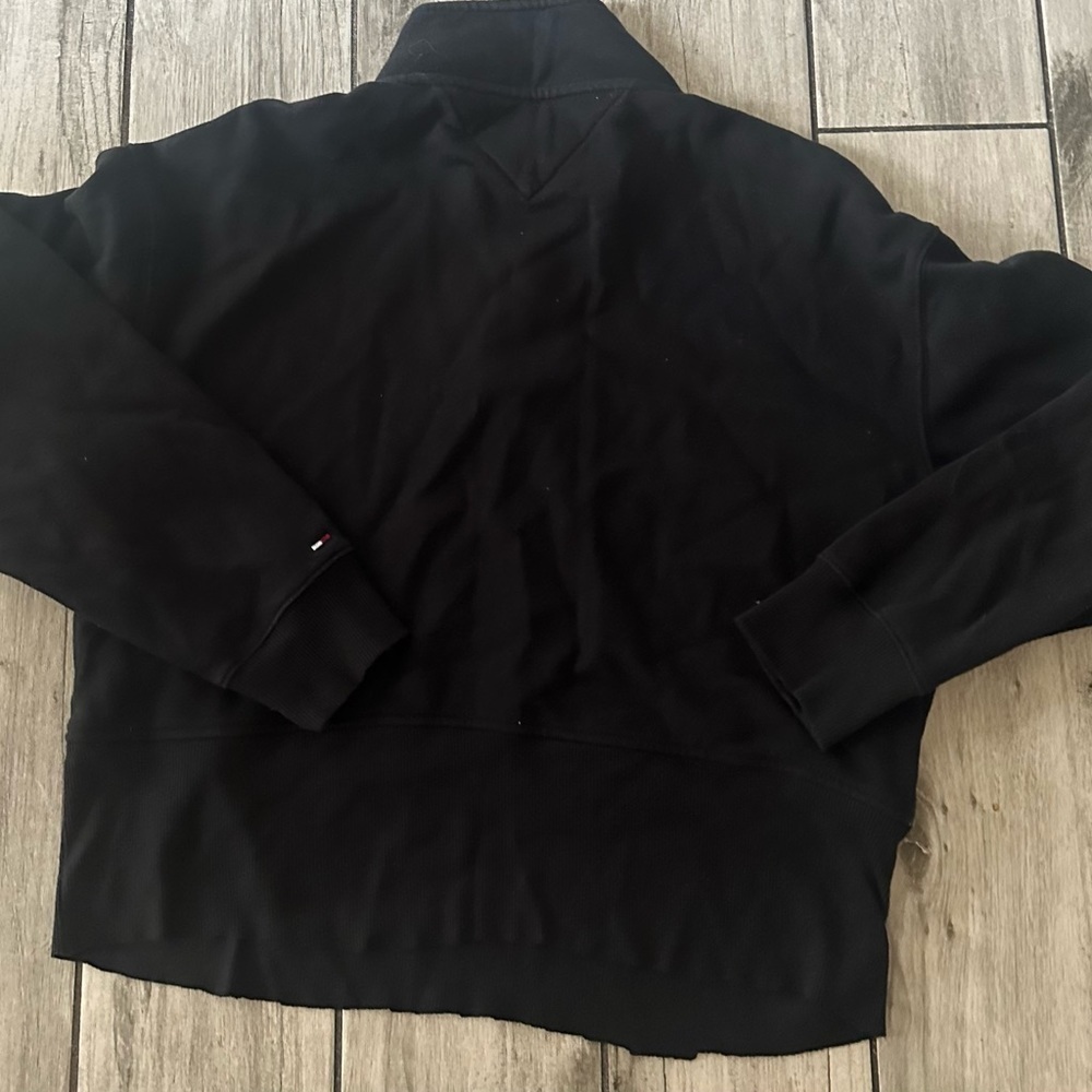 Women’s used L large size Tommy Jeans retro quarter zip pullover black - Picture 3 of 5